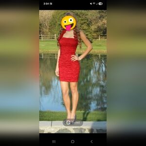 Red Ruched Cocktail Dress